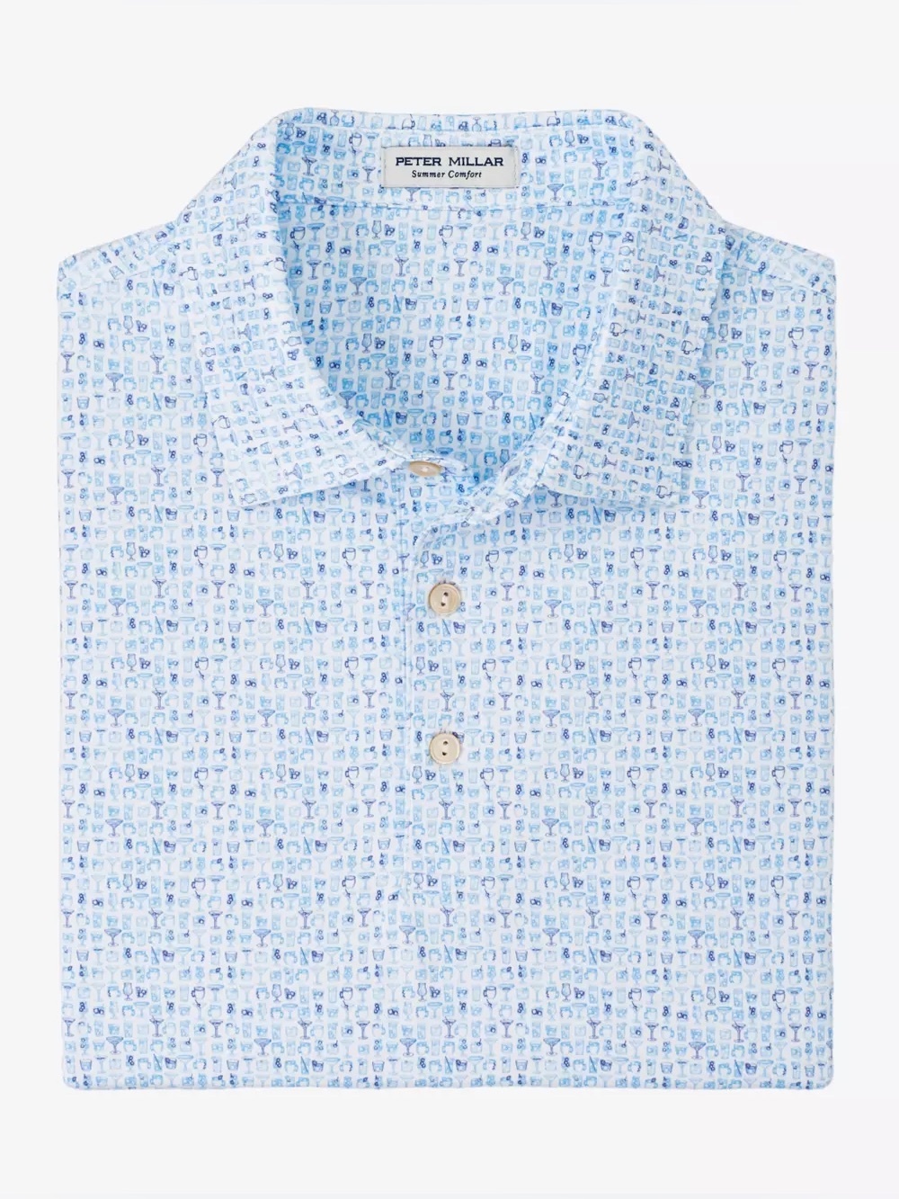 Peter Millar Lil Friday Performance Crown Sport Polo Shirt White Blue Large NWT